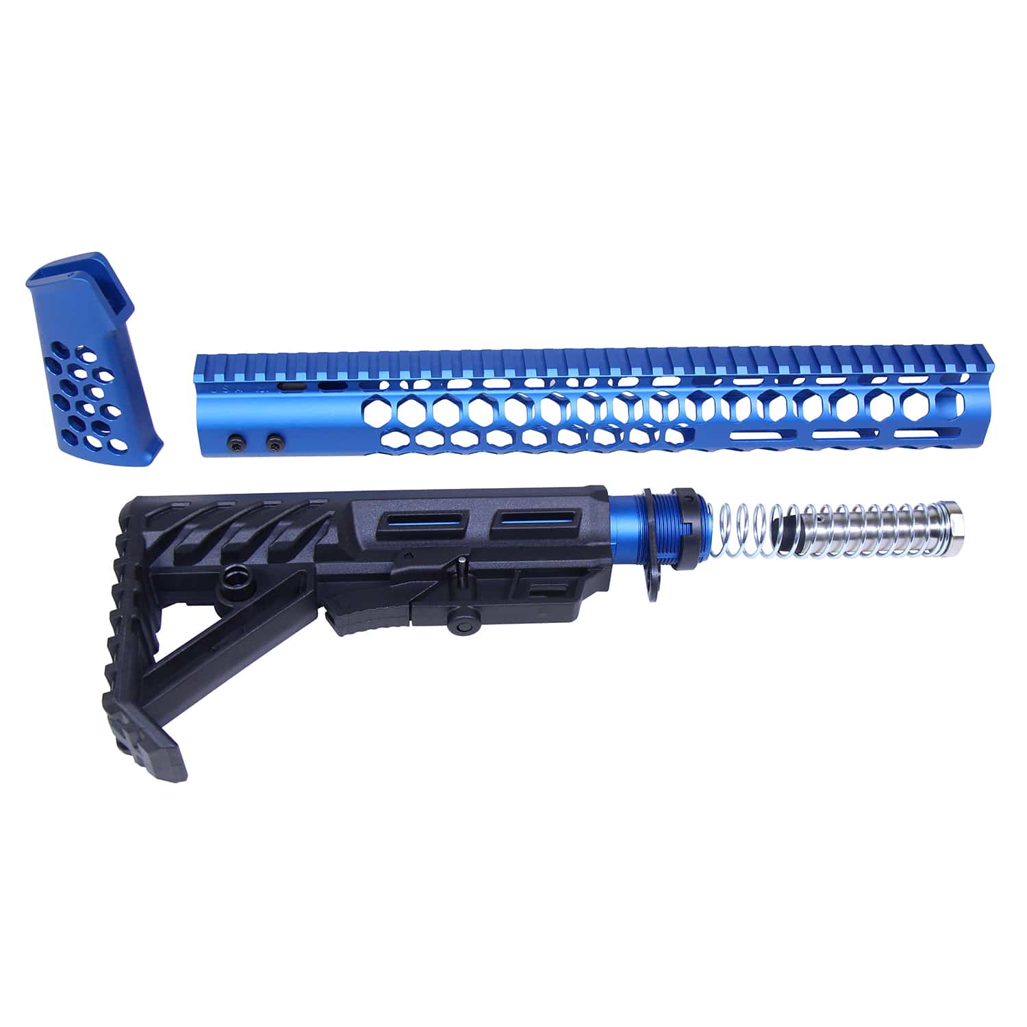 AR-15 Honeycomb Series Complete Rifle Furniture Set in Anodized Blue