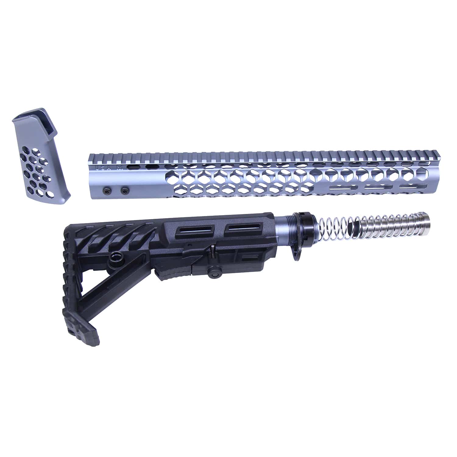 AR-15 Honeycomb Series Complete Rifle Furniture Set in Anodize Grey