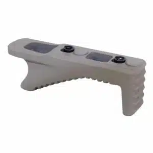 Flat Dark Earth aluminum angled foregrip with KeyMod mounting slots and black set screws