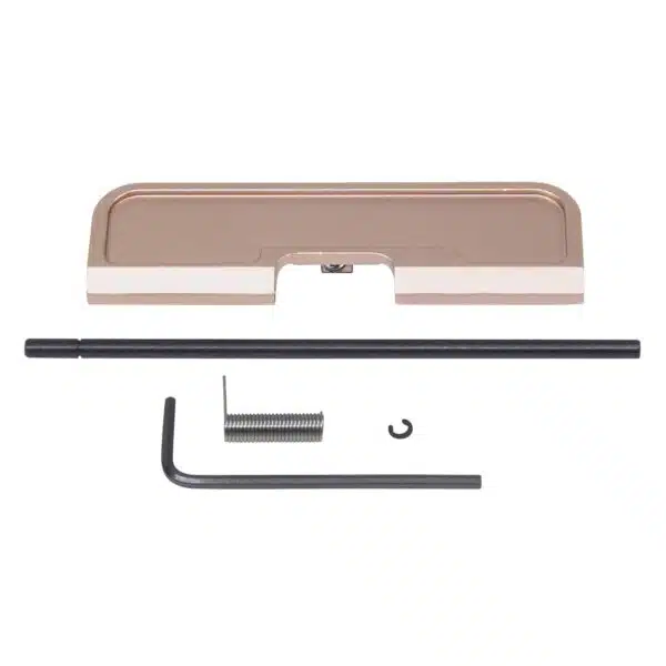 AR-15 FDE Dust Cover Kit with Hinge Pin, Spring, C-clip, and Allen Wrench.