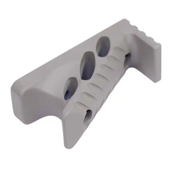 Light gray plastic tool holder with three holes for organizing pens or slender tools.