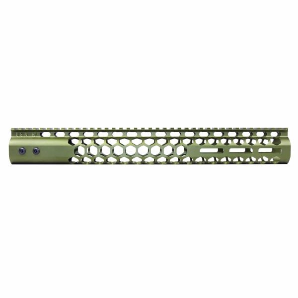 15" Honeycomb Series M-LOK Free Floating Handguard in Anodized Green
