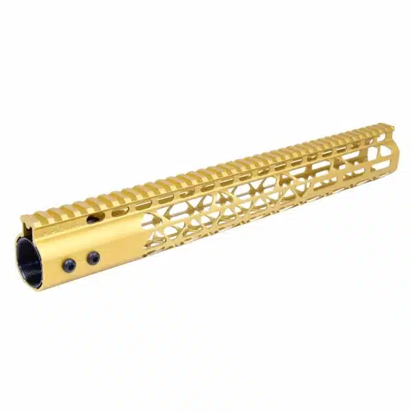 15" Diamond Series M-LOK Free Floating Handguard in Anodized Gold - Image 2