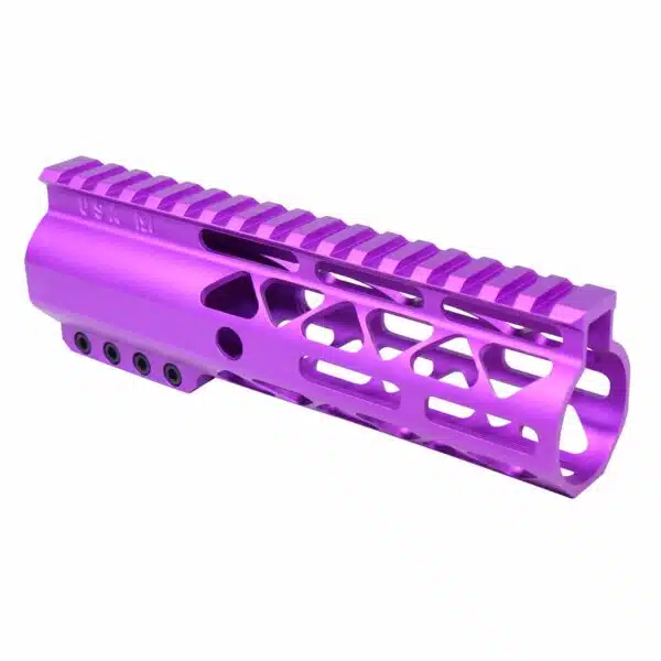 7"  Diamond Series M-LOK Free Floating Handguard in Anodized Purple - Image 2