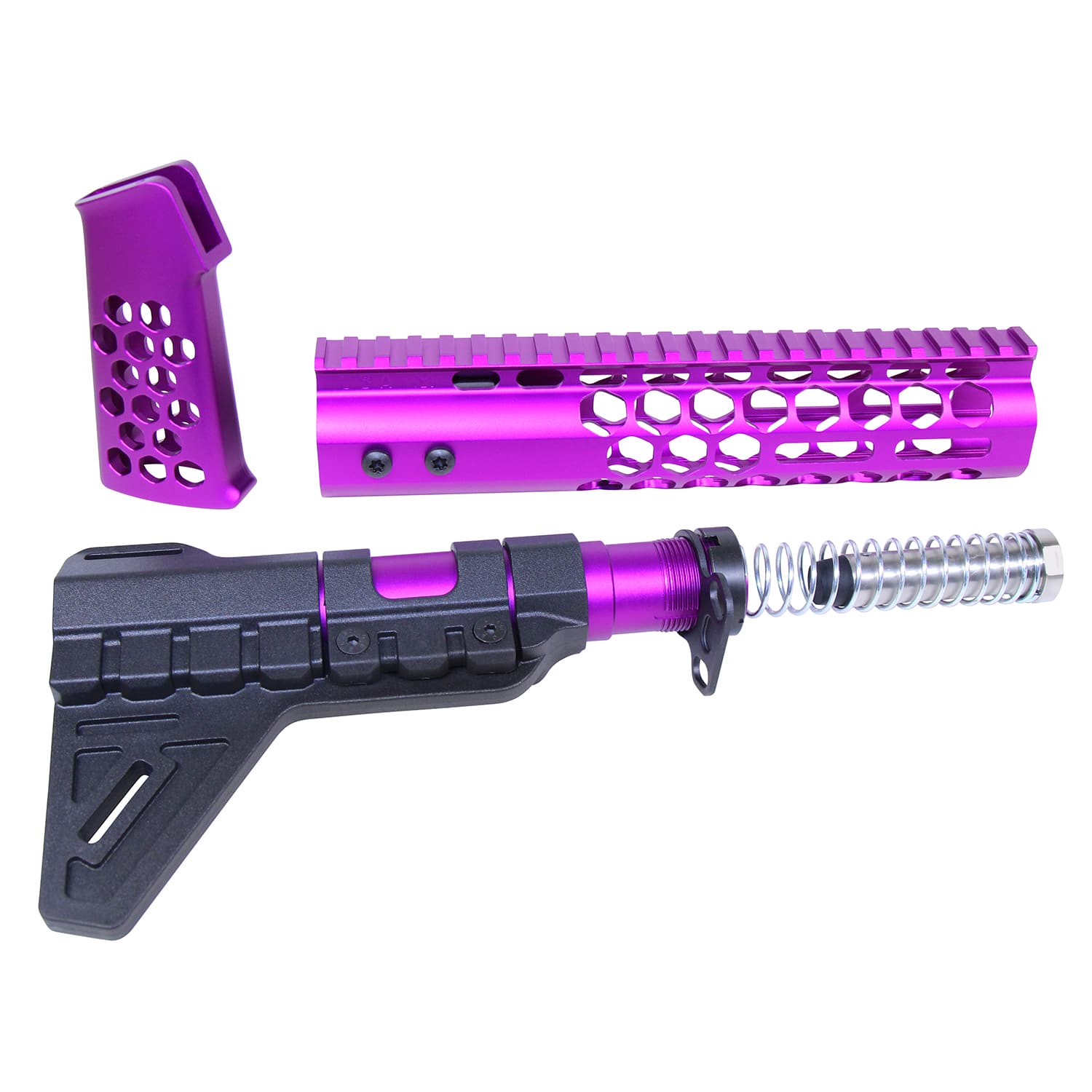 AR-15 Anodized Purple Honeycomb Pistol Furniture Set