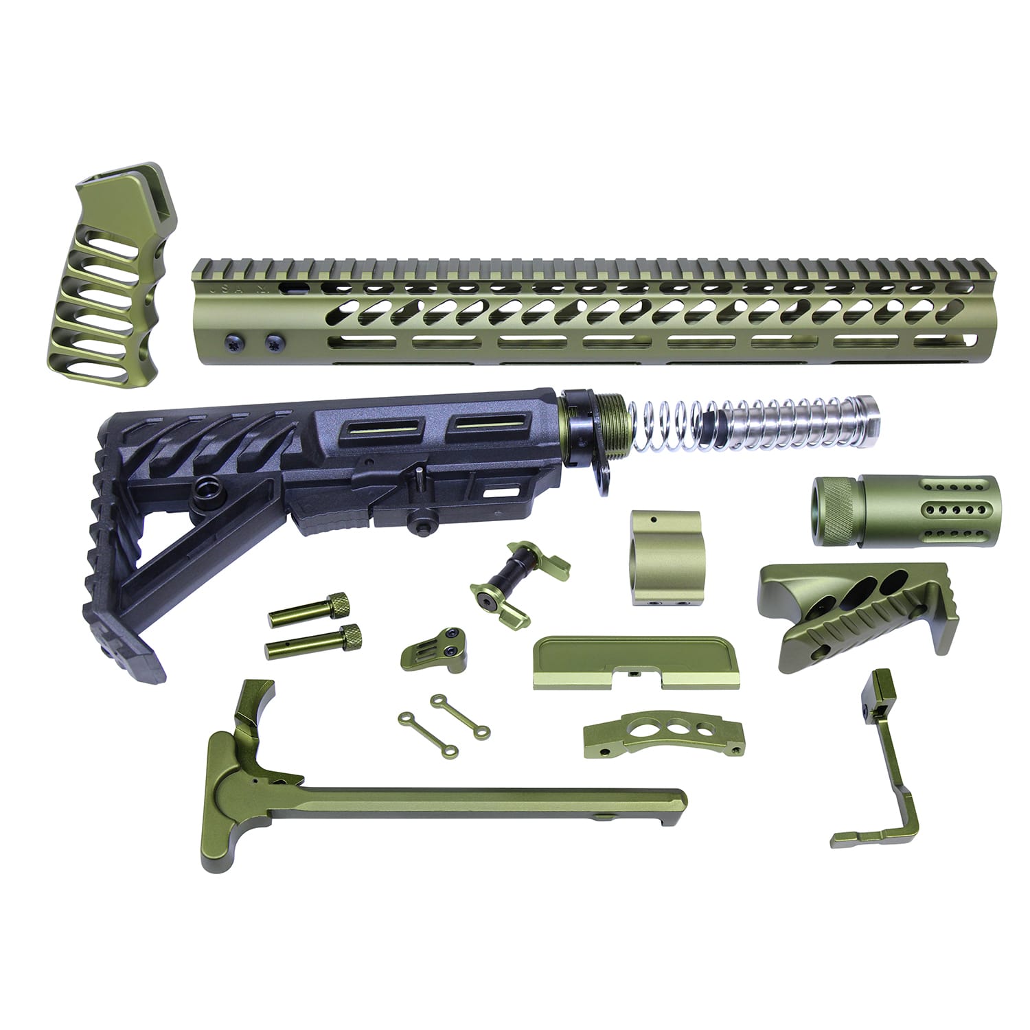 AR-15 Green Anodized Full Rifle Parts Kit