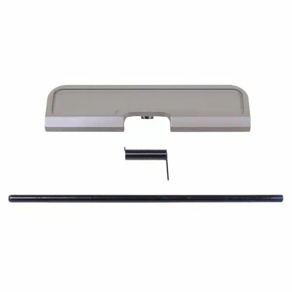 Laptop parts: hinge cover, support bracket, and structural rod on white background.