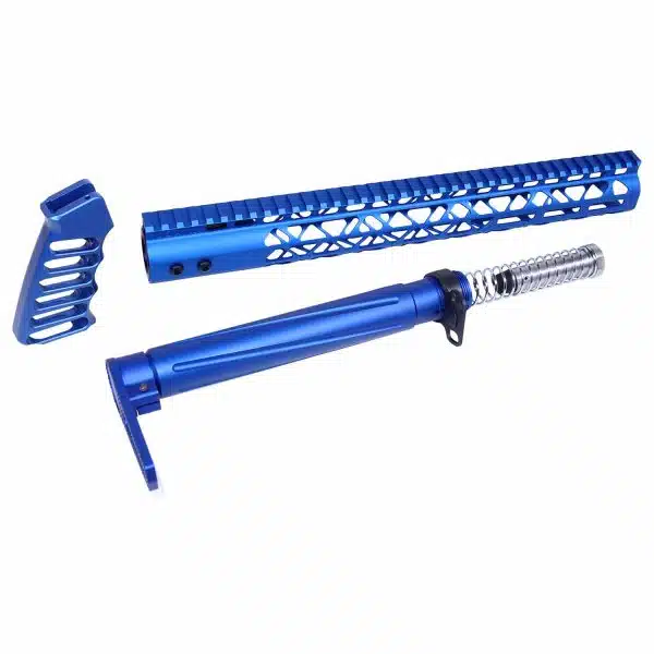 AR-15 AIR Lite Series Complete Rifle Furniture Set in Anodized Blue