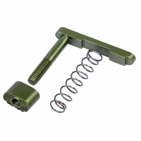 AR-15 Mag Catch Assembly With Extended Mag Button Anodized Green
