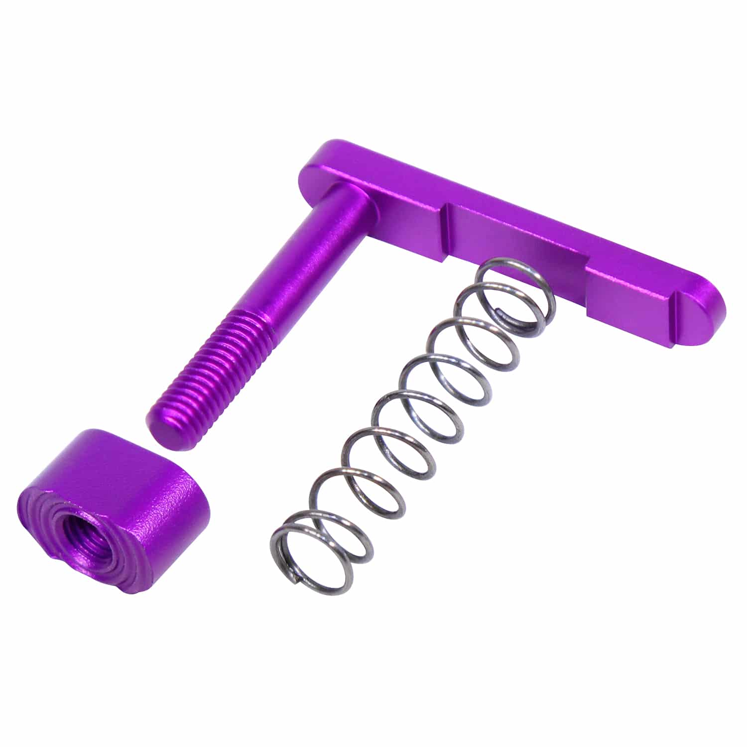 AR-15 Mag Catch Assembly With Extended Mag Button Anodized Purple