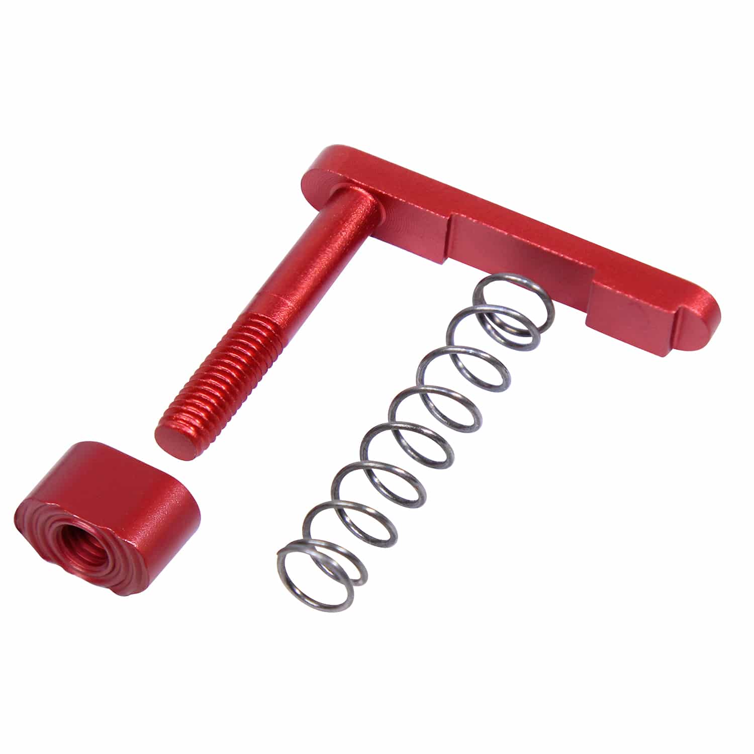 AR-15 Mag Catch Assembly With Extended Mag Button Anodized Red