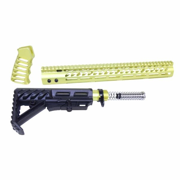 AR-15 Ultra Rifle Complete Furniture Set in Anodized Neon Yellow