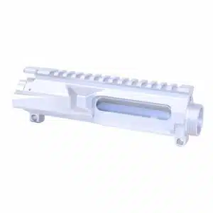 AR-15 M4 stripped billet upper receiver in clear anodized aluminum.