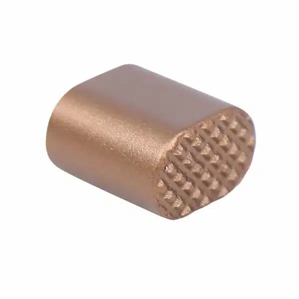 Cylindrical copper component with grid-patterned end for electrical or mechanical applications.