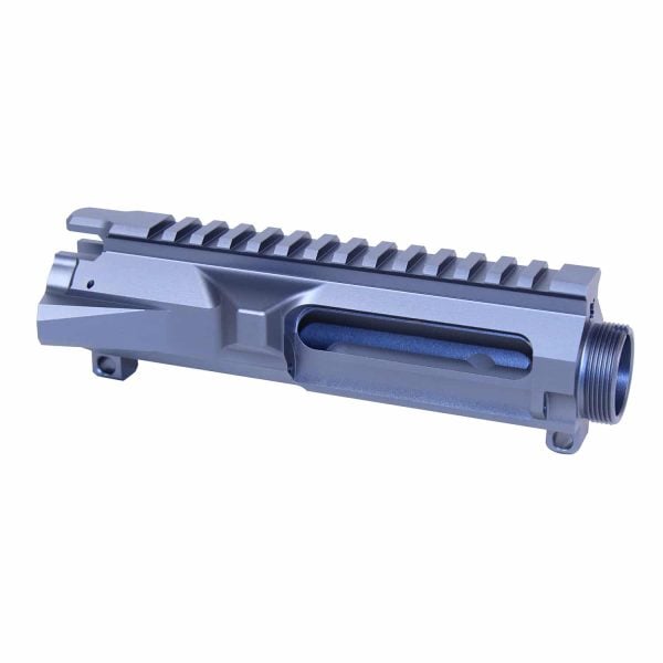 Stripped billet upper receiver for AR-15 M4 in anodized grey finish.