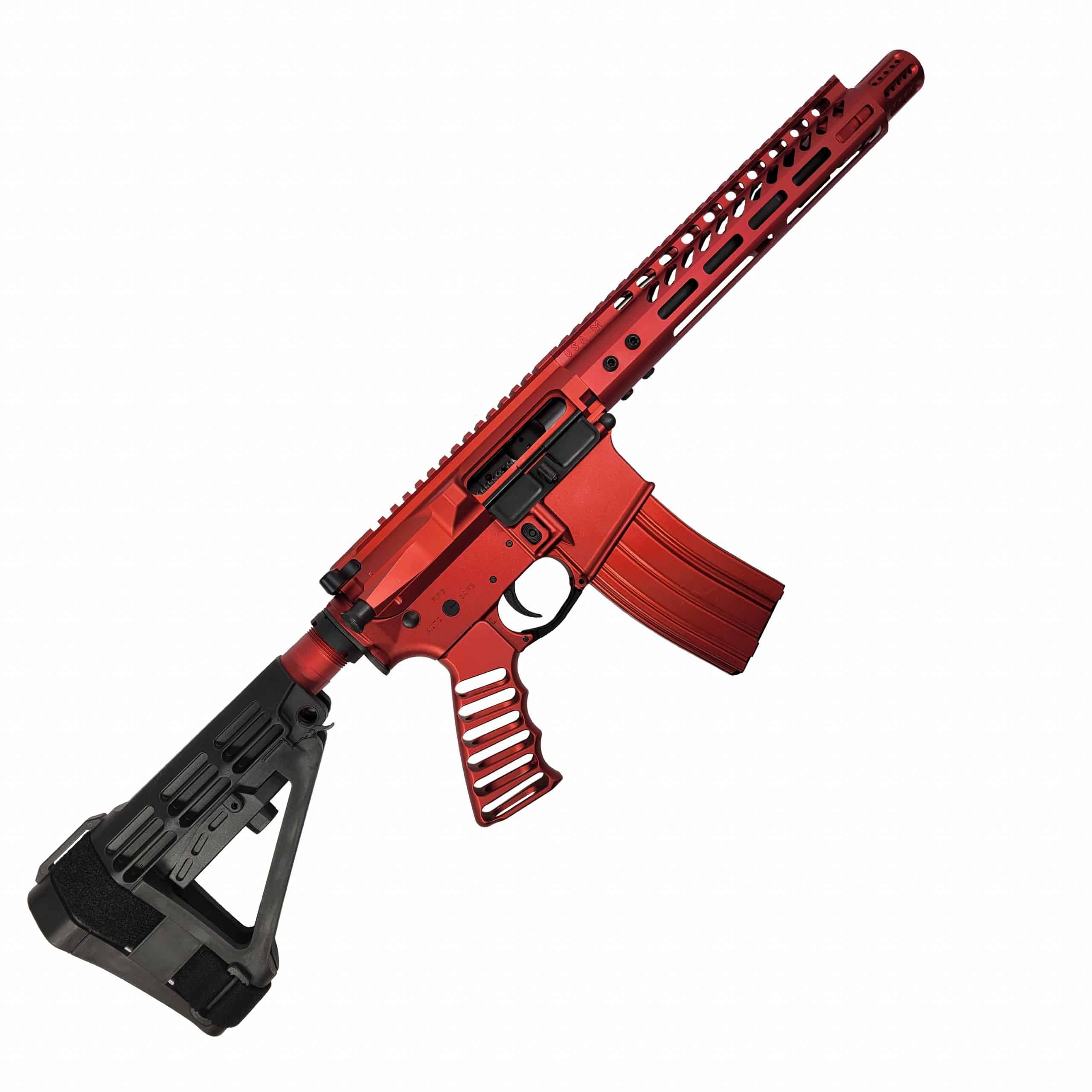 Full Red AR-15 Pistol 5.56 with SBA4 Brace