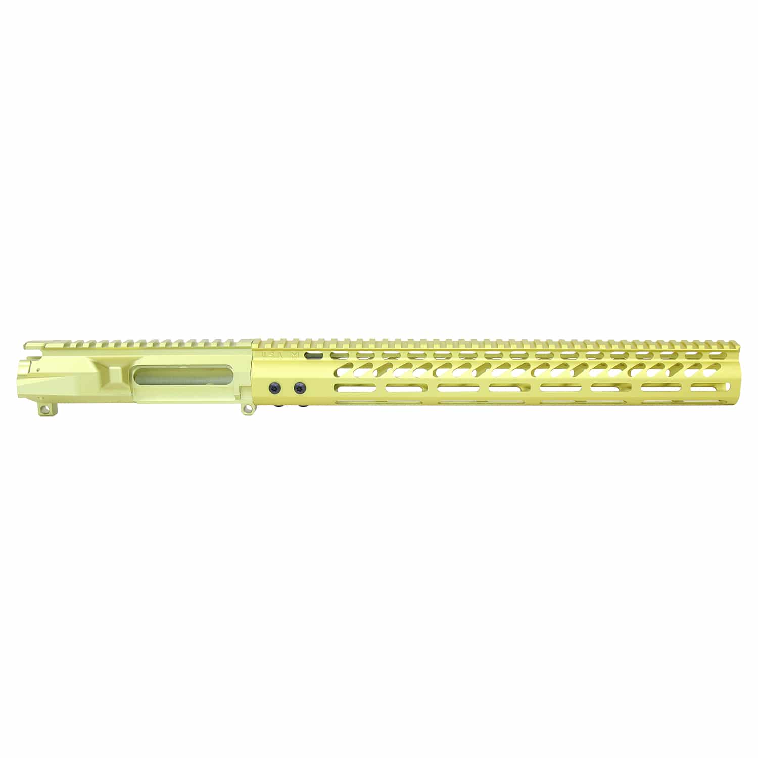 AR-15 Stripped Billet Upper Receiver and 15" M-LOK Handguard Combo Set in Anodized Neon Yellow