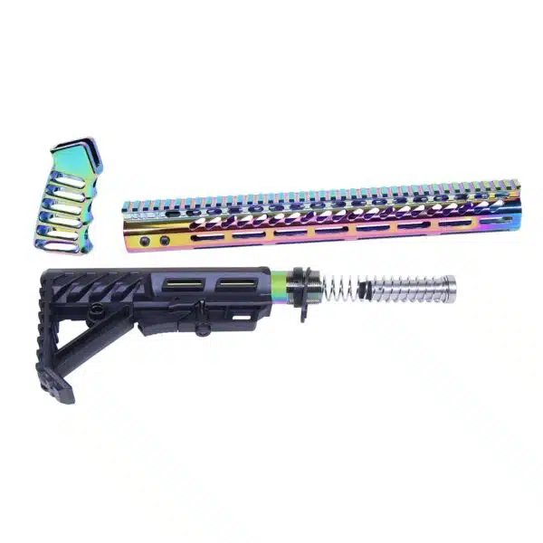 AR-15 Ultra Rifle Furniture Set Rainbow PVD Coated