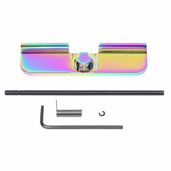AR-15 Rainbow PVD Ejection Port Cover Kit with Installation Tools.
