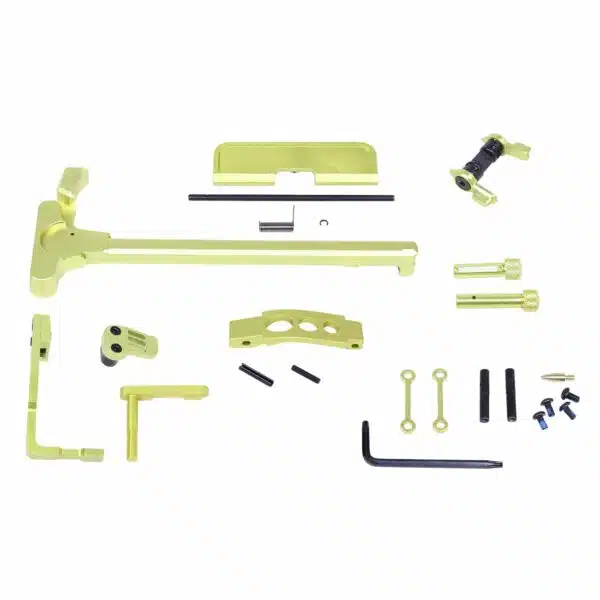 Zombie Green AR-15 Lower Parts Kit with Trigger, Springs, and Charging Handle.