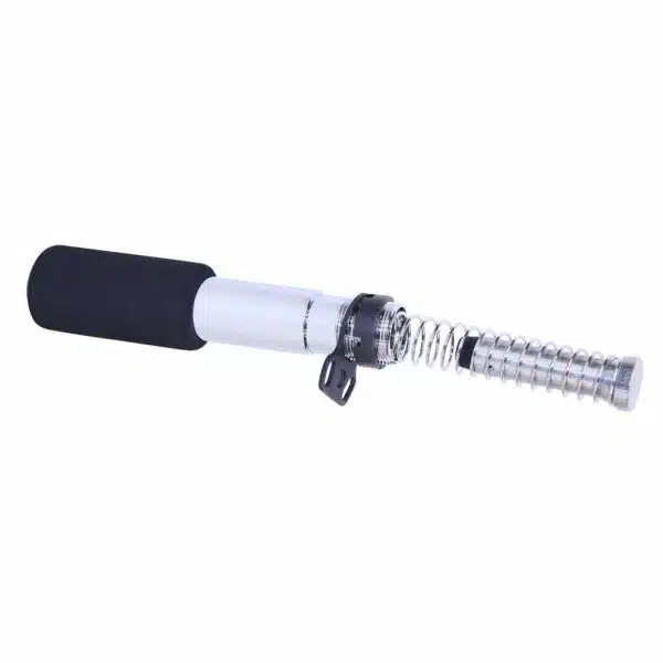 Adjustable chrome dumbbell bar with textured grip for home gym weightlifting exercises.