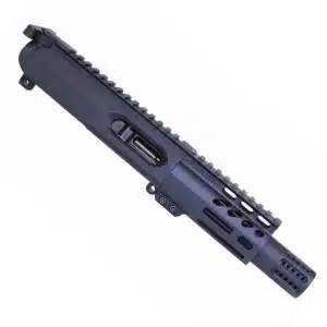 Compact AR-15 9mm Pistol Upper, M-LOK Rail, Matte Black, Tactical Design for Close-Quarters Use.