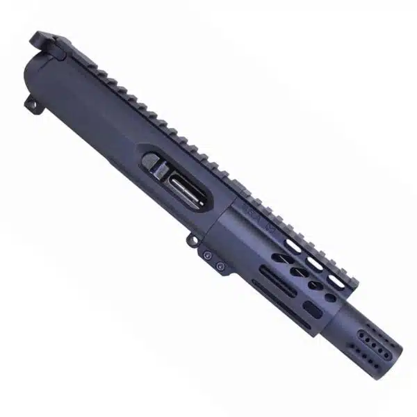 Compact AR-15 9mm Pistol Upper, M-LOK Rail, Matte Black, Tactical Design for Close-Quarters Use.