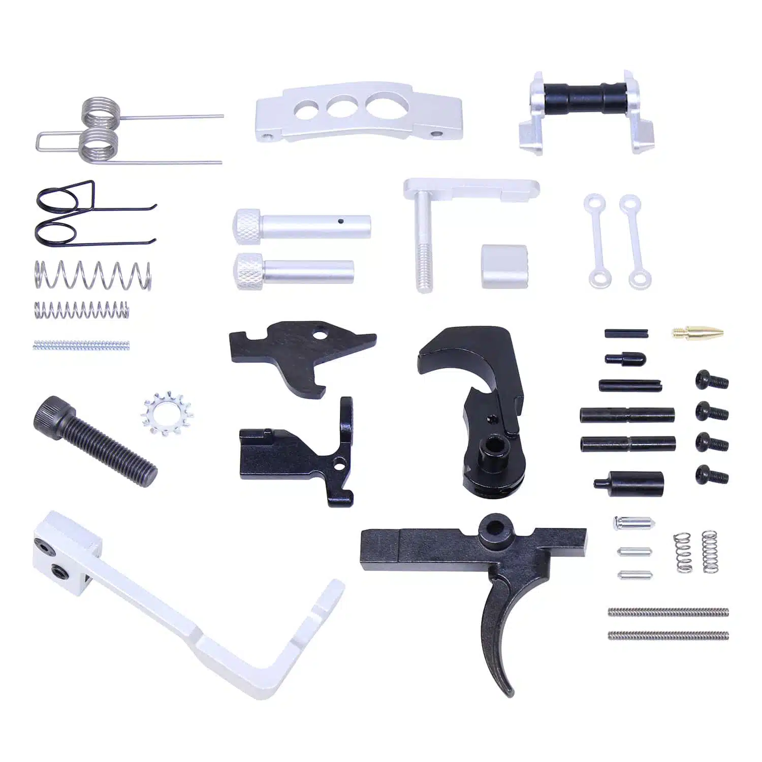 AR-15 Upgraded Enhanced Lower Parts Kit in Anodized Clear Aluminum