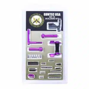 AR-15 Builders Kit with purple anodized finish components in retail packaging