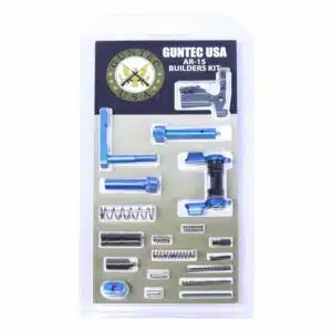 AR-15 Builders Kit with Anodized Blue parts in blister packaging