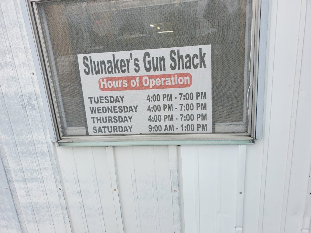 Slunakers Gun Shack Parkersburg