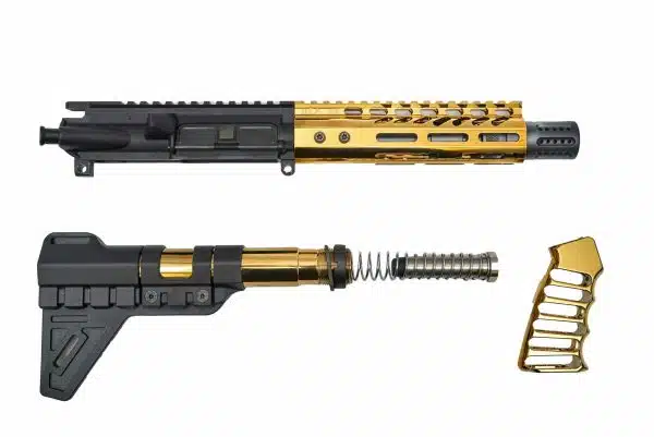 AR-15 Pistol Upper Gold Plated 5.56 M-LOK Gold Dipped Upper Set