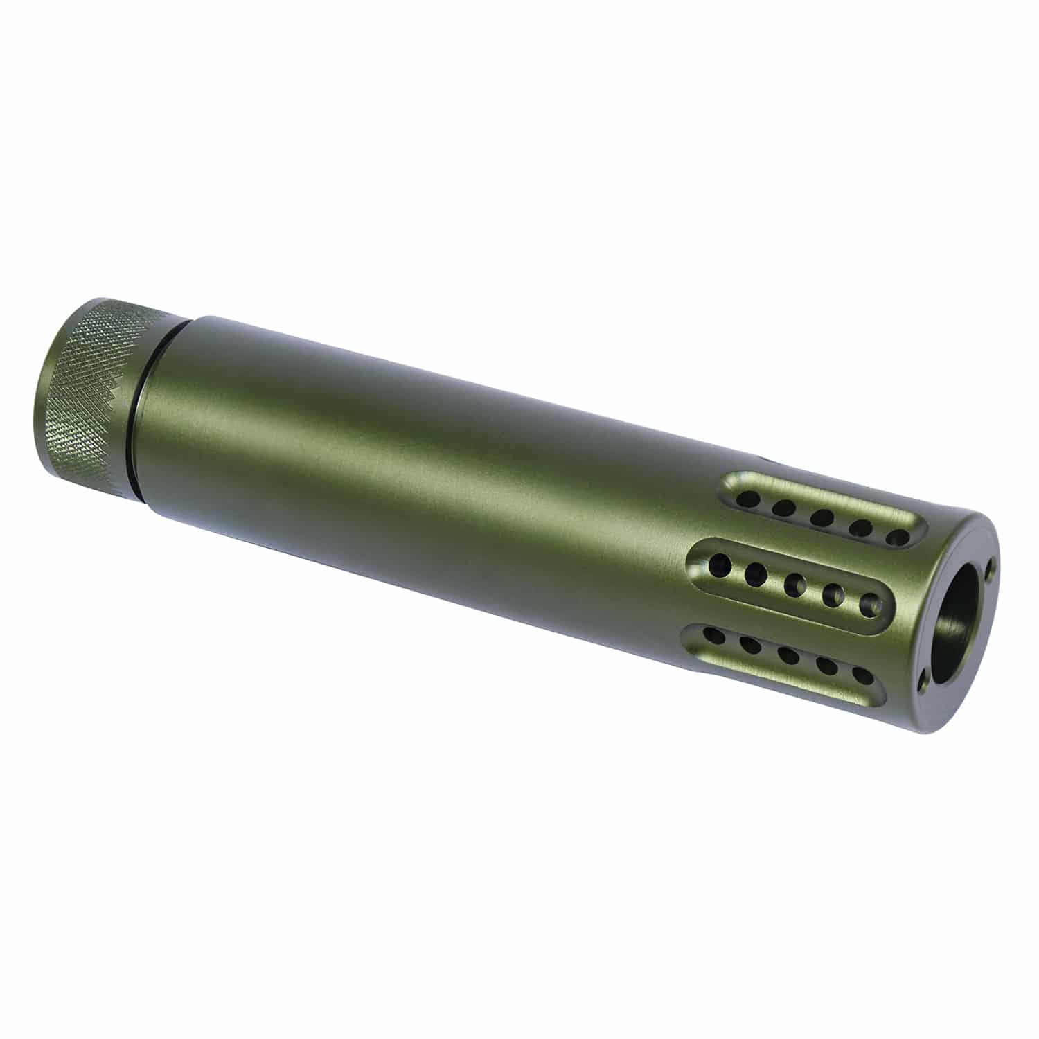 AR .308 Slip Over Fake Suppressor with Ported Muzzle Brake in Anodized Green