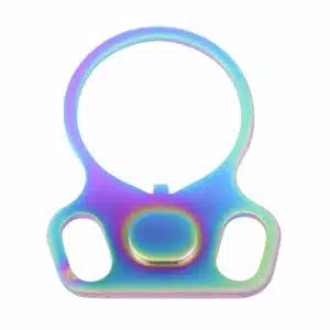 AR-15 Sling Adapter with Iridescent Rainbow Finish, Ambidextrous, Precision-Machined Design.