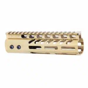 Gold plated 7 inch M-LOK free floating handguard with monolithic top rail and ventilation slots