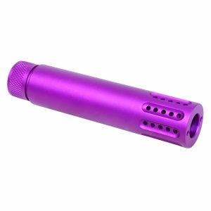 AR .308 Slip Over Fake Suppressor with Ported Muzzle Brake in Anodized Purple