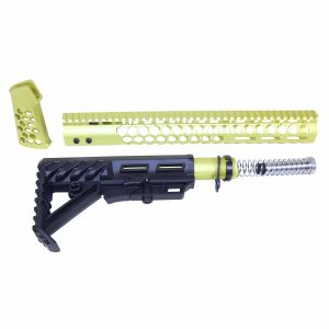 AR-15 Honeycomb Complete Rifle Furniture Set in Anodized Neon Yellow