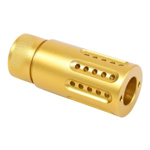 .308 Mini Slip Over Fake Suppressor with Ported Gatling Style Brake in Anodized Gold
