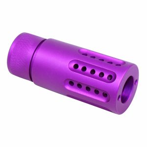 .308 Mini Slip Over Fake Suppressor with Ported Gatling Style Brake in Anodized Purple