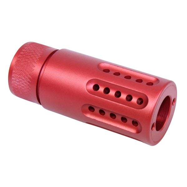 .308 Mini Slip Over Fake Suppressor with Ported Gatling Style Brake in Anodized Red