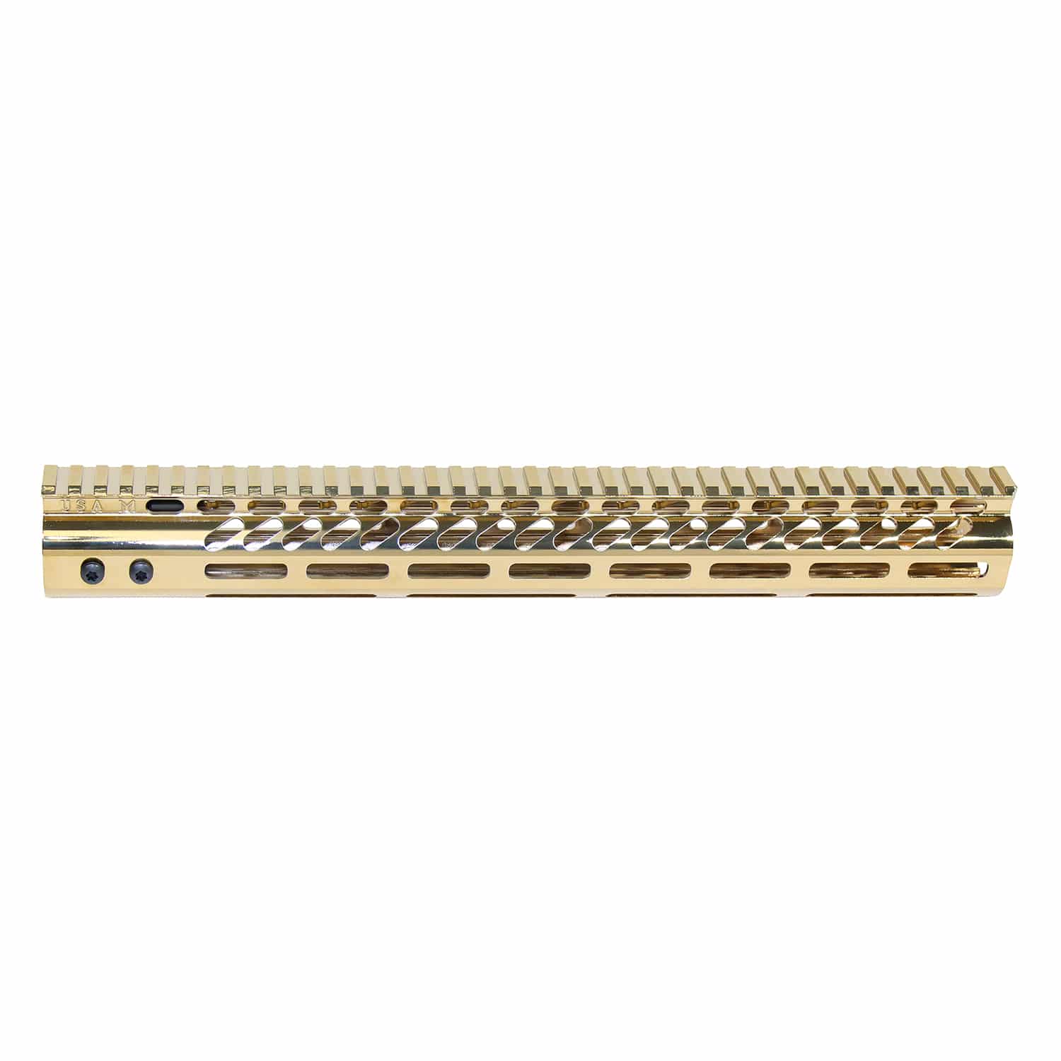 Gold plated 7 inch M-LOK free floating handguard with monolithic top rail