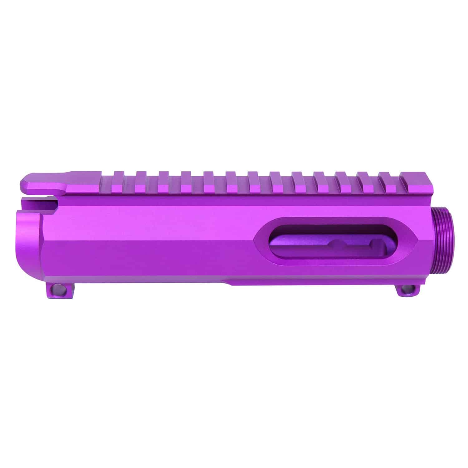 AR-15 9mm stripped upper receiver with a vibrant anodized purple finish.