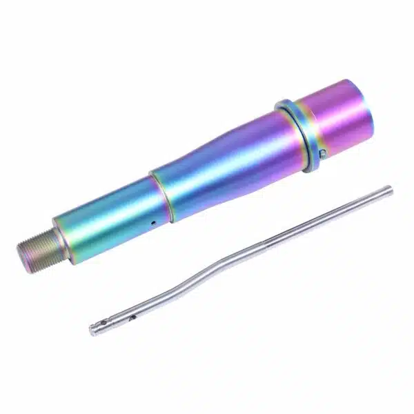 Anodized smoking pipe with vibrant purple, blue, and green gradient finish.