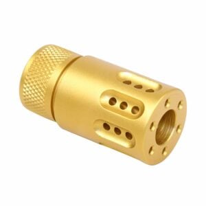 AR 9MM Mini Slip Over Barrel Shroud With Ported Gatling Style in Anodized Gold