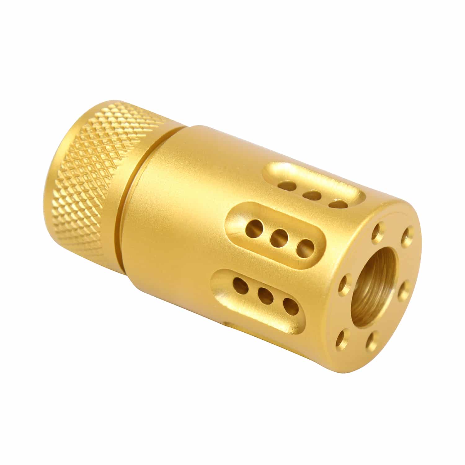 AR-15 Micro Slip Over Barrel Shroud with Ported Gatling Style in Anodized Gold