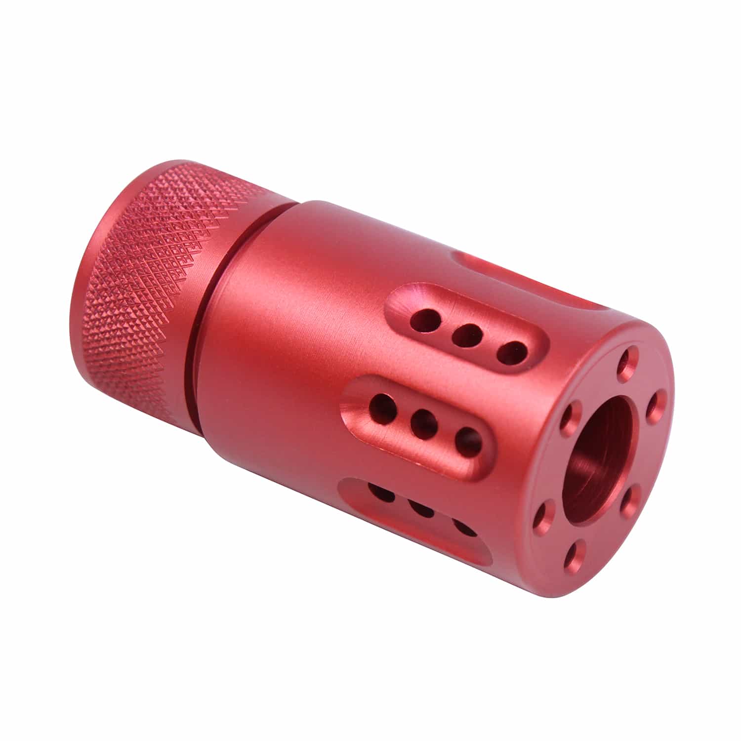 AR-15 Micro Slip Over Barrel Shroud with Ported Gatling Style in Anodized Red