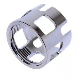 Black chrome wide castle nut with internal threads and cutouts