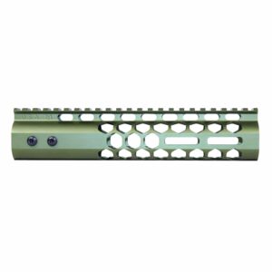 9” AR-15 M-LOK Free Float Handguard – Honeycomb Lightweight Design with Full Top Rail in Anodized Green