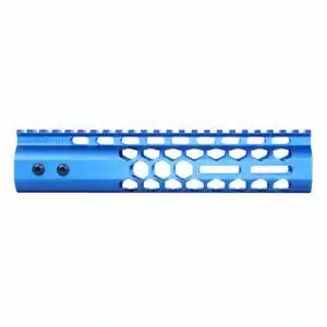 Blue 9 inch Air Lite Series handguard with honeycomb cutouts and monolithic top rail