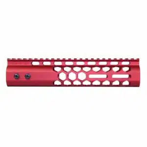 9 inch Air Lite Series Honeycomb handguard in anodized red with monolithic top rail and M-LOK slots